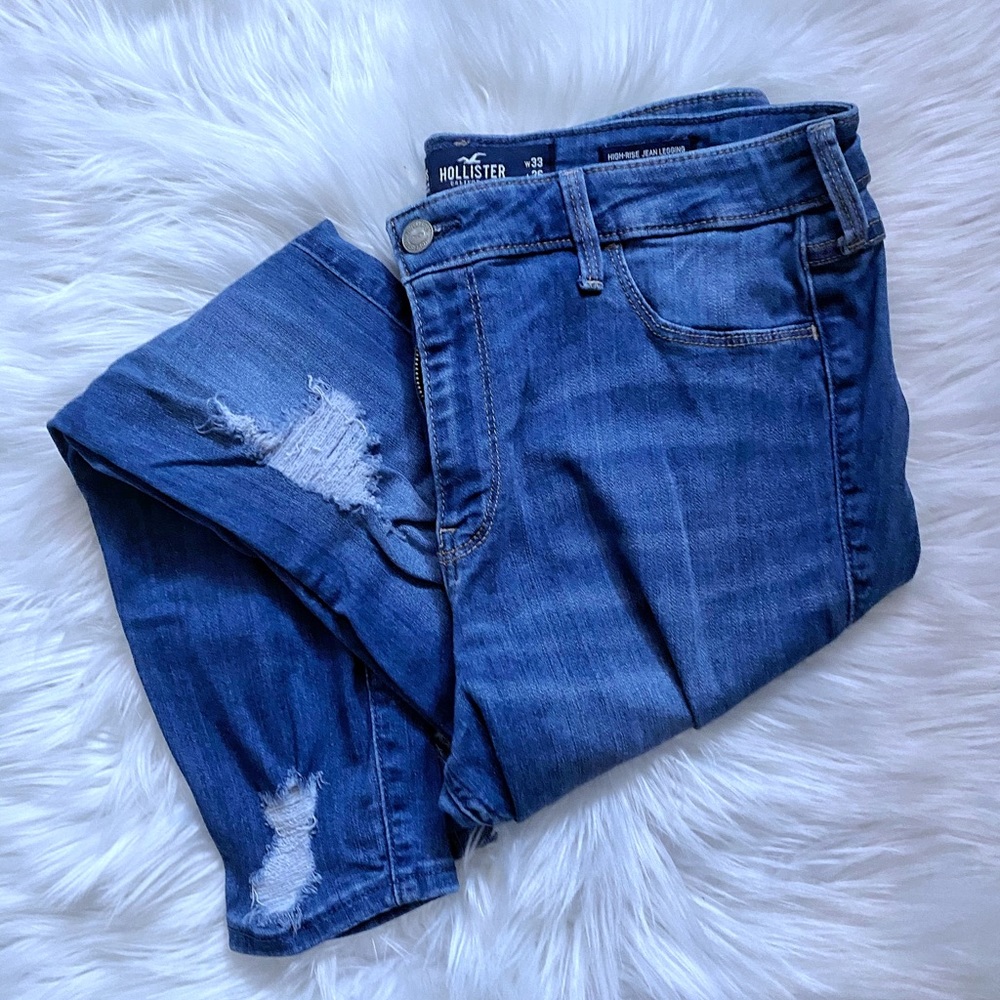 Distressed High Rise Jean Leggings